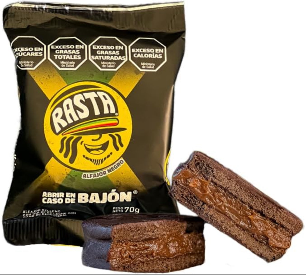 Alfajores Rasta Chocolate Amargo con Ddl Cremoso