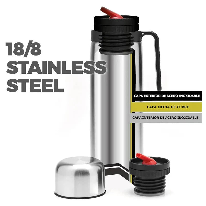 1 Liter Stainless Steel Thermos with Mate Spout