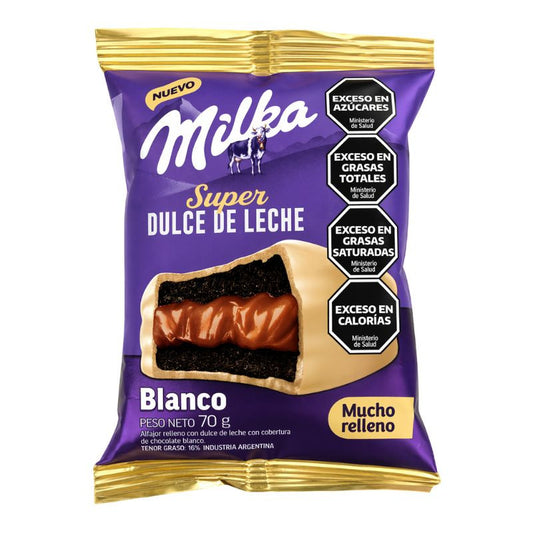 Alfajor Milka SUPER DULCE DE LECHE choco blanco