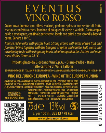 Vino GIORDANO Rosso secco Eventus (ITA)