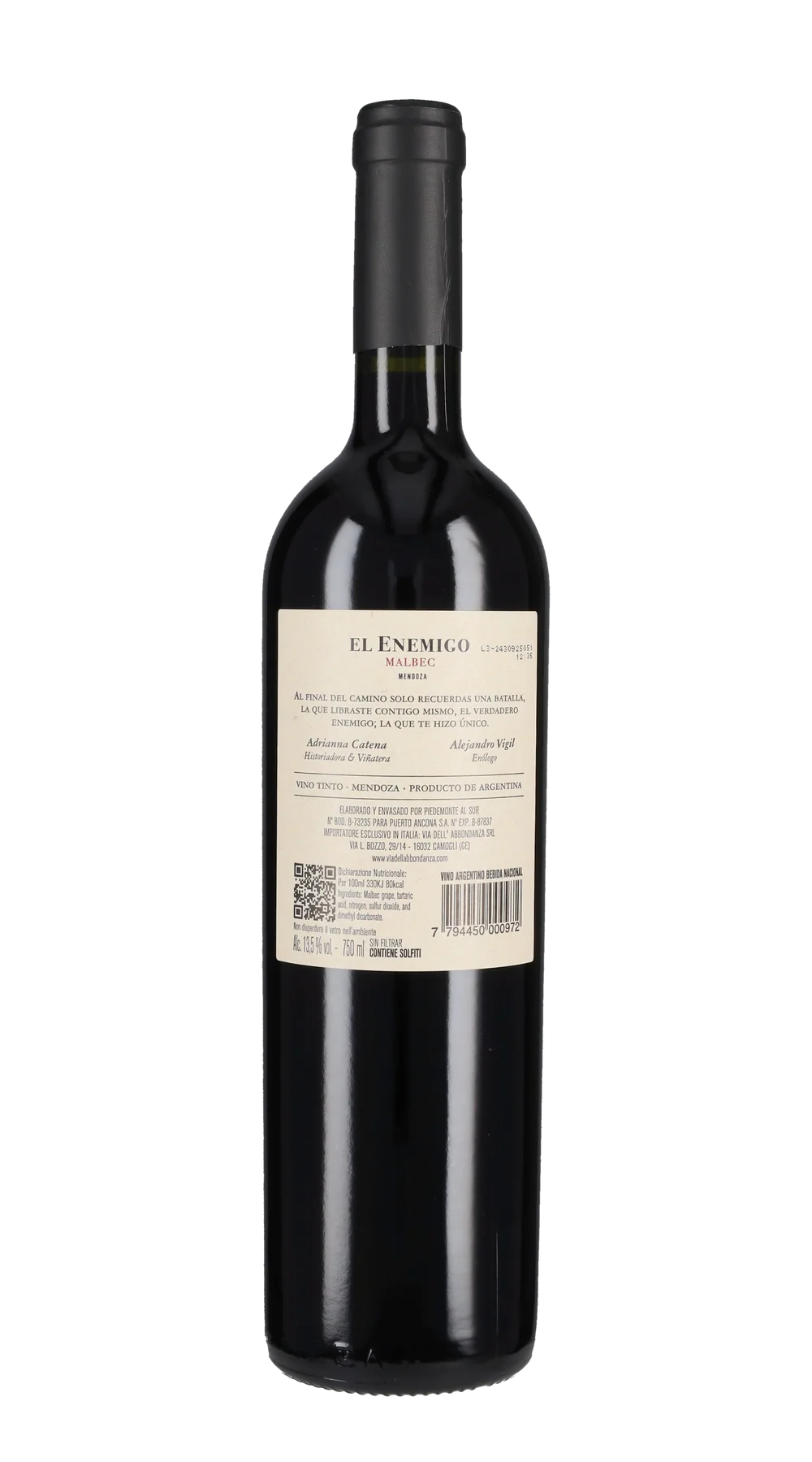 Vino  El Enemigo Malbec 2022 (ARG)