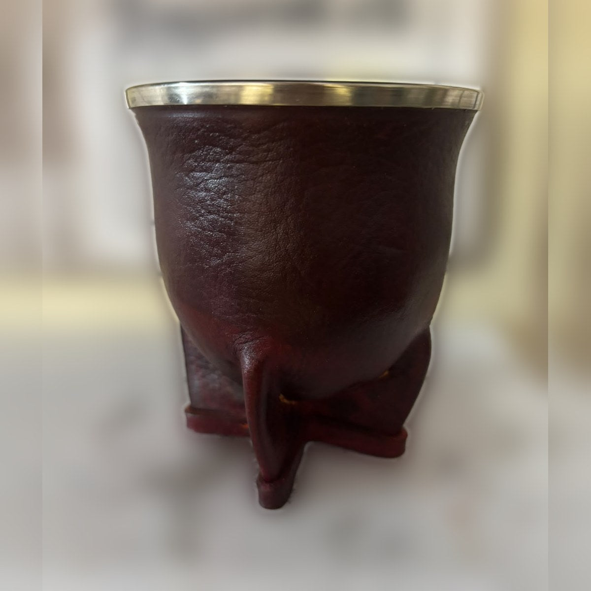 Mate Camionero marrón cuero liso